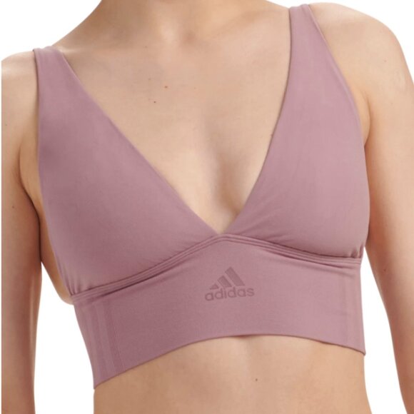 ADIDAS | Lavender Seamless Micro Stretch Longline Plunge Lounge Bra Sz OS - Picture 1 of 6